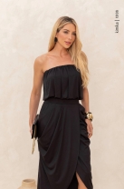 Conjunto Saia Midi E Top Tomara Que Caia Preto