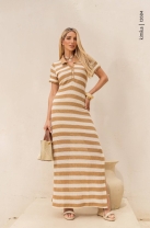 Vestido Longo Tricot Listrado Polo
