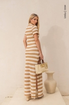 Vestido Longo Tricot Listrado Polo
