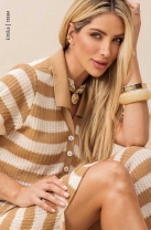 Vestido Longo Tricot Listrado Polo