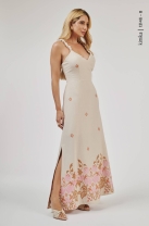 Vestido Longo Decote V Bordado