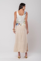 Saia Longa com Fenda Lateral Off White